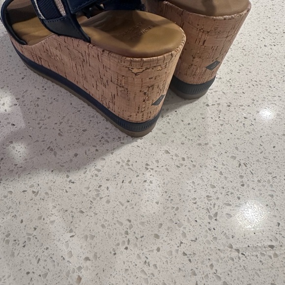 Sperry Navy and Cream Striped Sandals - Picture 5 of 9